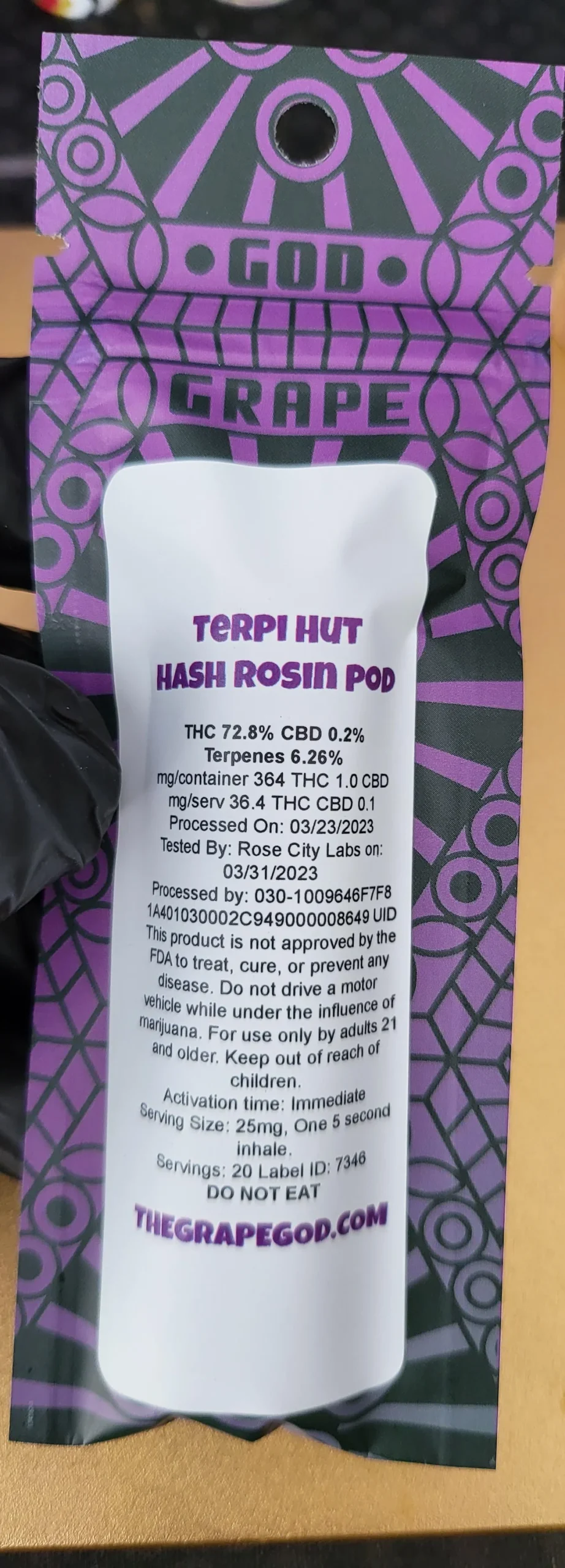 grape god hash rosin pod